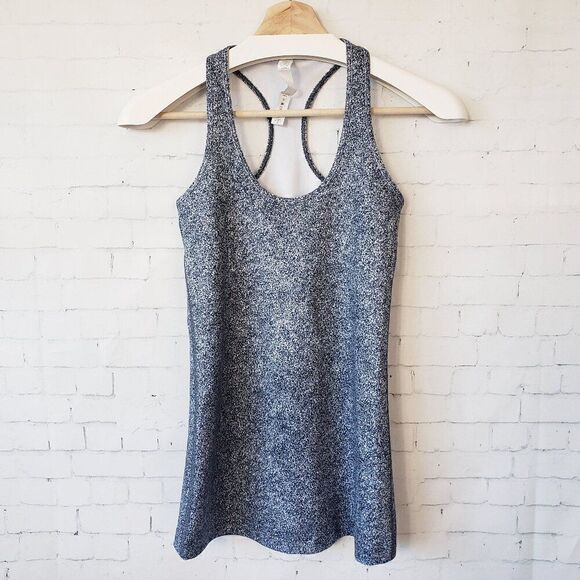 Lululemon Cool Racerback Size 4 Black White Multi Stretch Activewear Run Gym - Picture 1 of 5